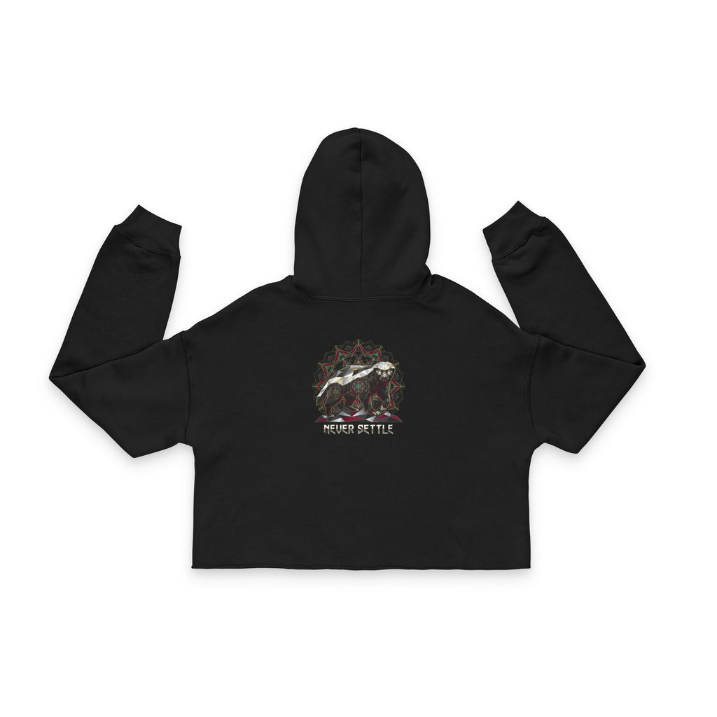Never Settle – Sacred Honey Badger Cropped Hoodie