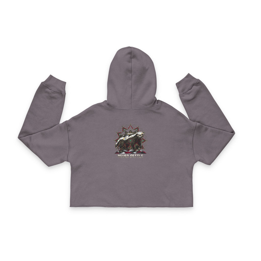 Never Settle – Sacred Honey Badger Cropped Hoodie