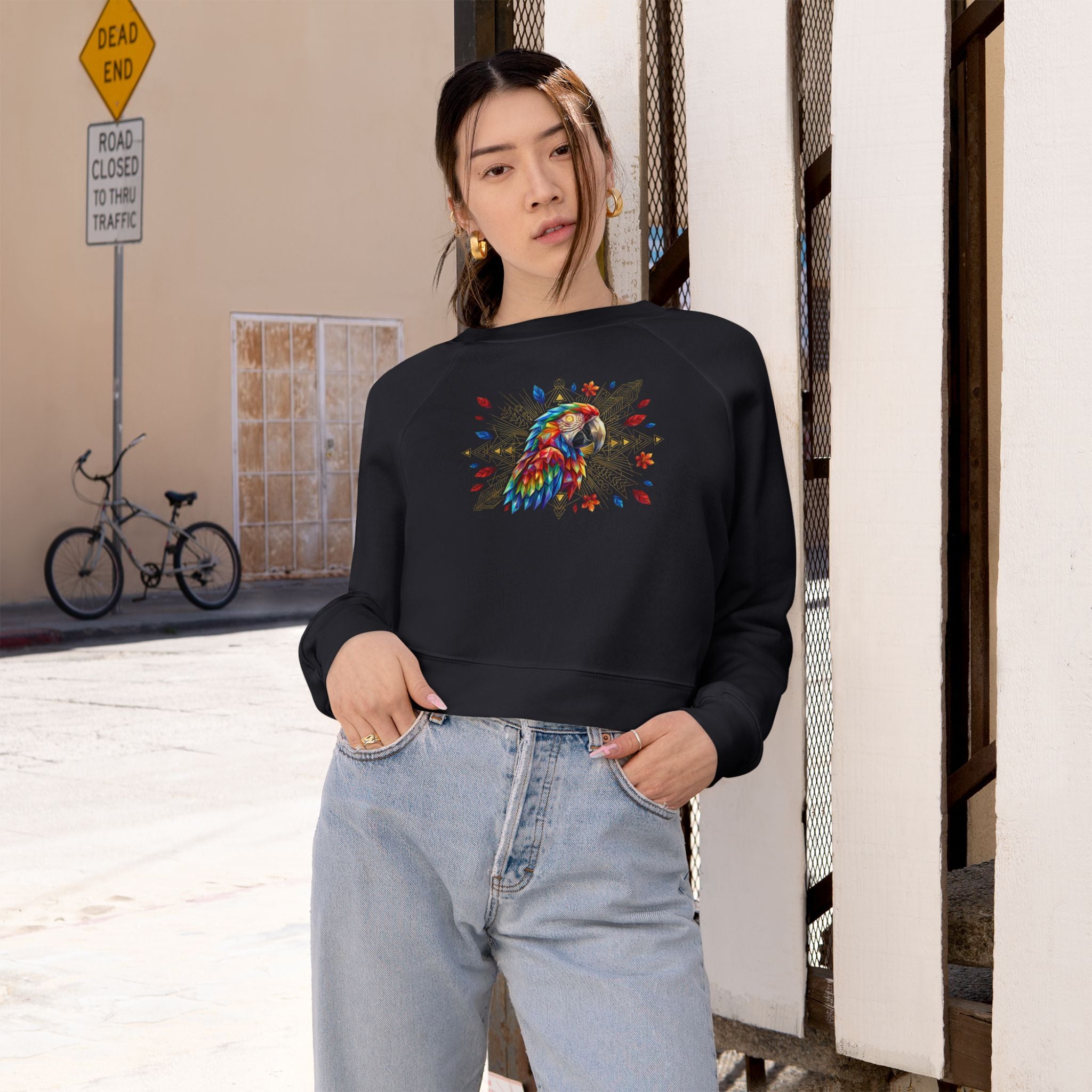 Celestial Guacamaya – Crop-Top Frequency Pullover