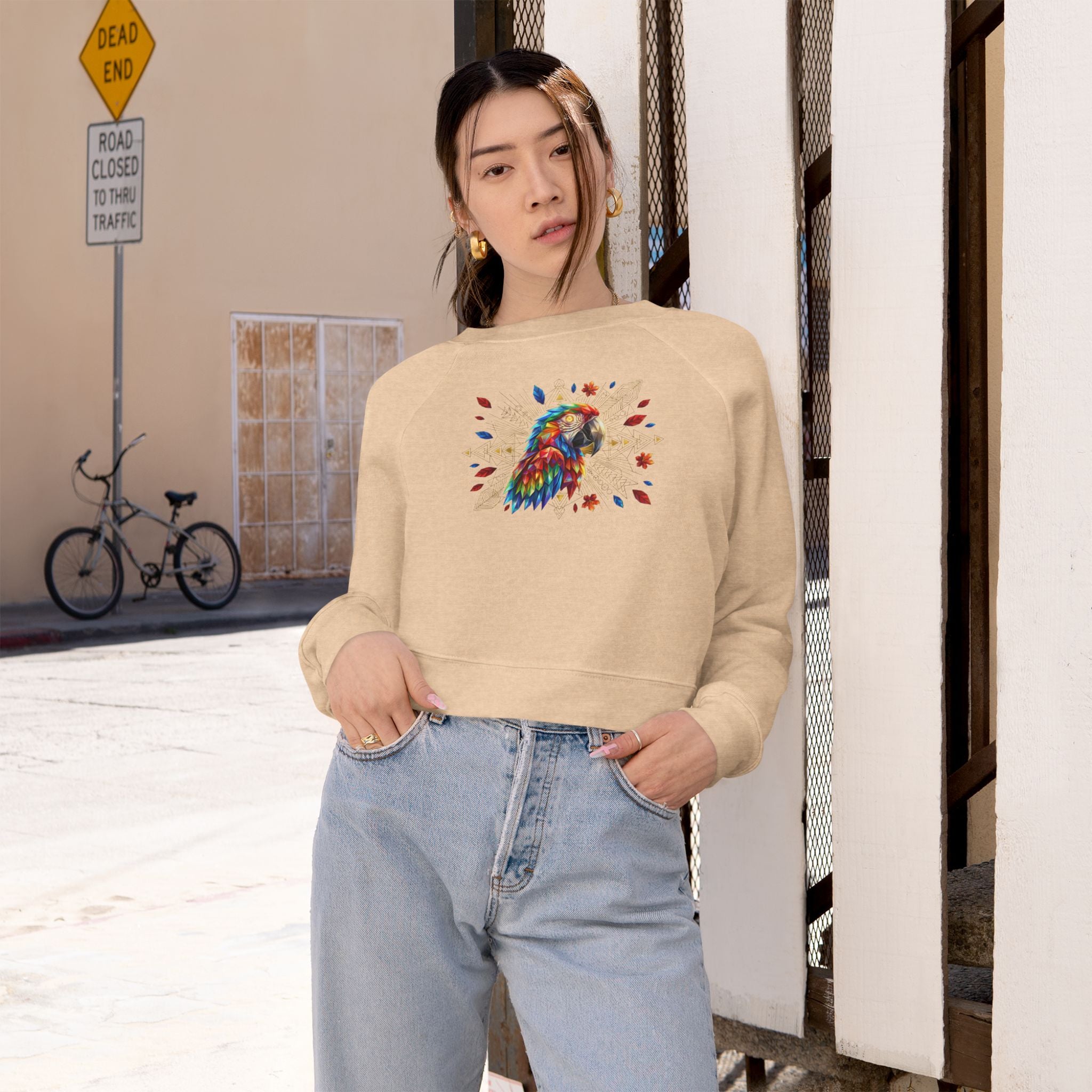 Celestial Guacamaya – Crop-Top Frequency Pullover